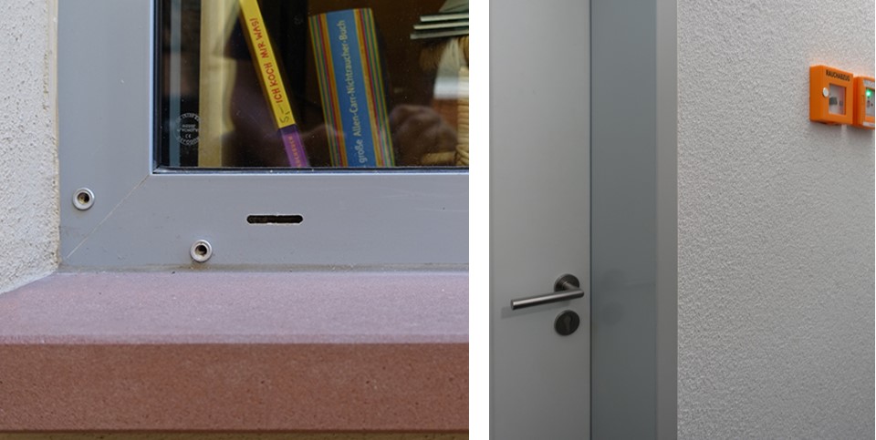 Geeignete Materialeinbindung, Fensterrahmen mit Dübel und Türrahmen aus Metall