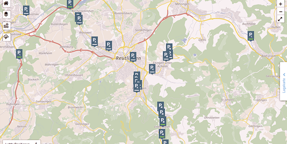 Auszug aus der FLIWAS-Karte mit den installierten Pegeln in der Hochwasserpartnerschaft: so ist ein gutes Informationsnetz für die Unterlieger vorhanden, die deutlich früher als seither gewarnt werden konnten